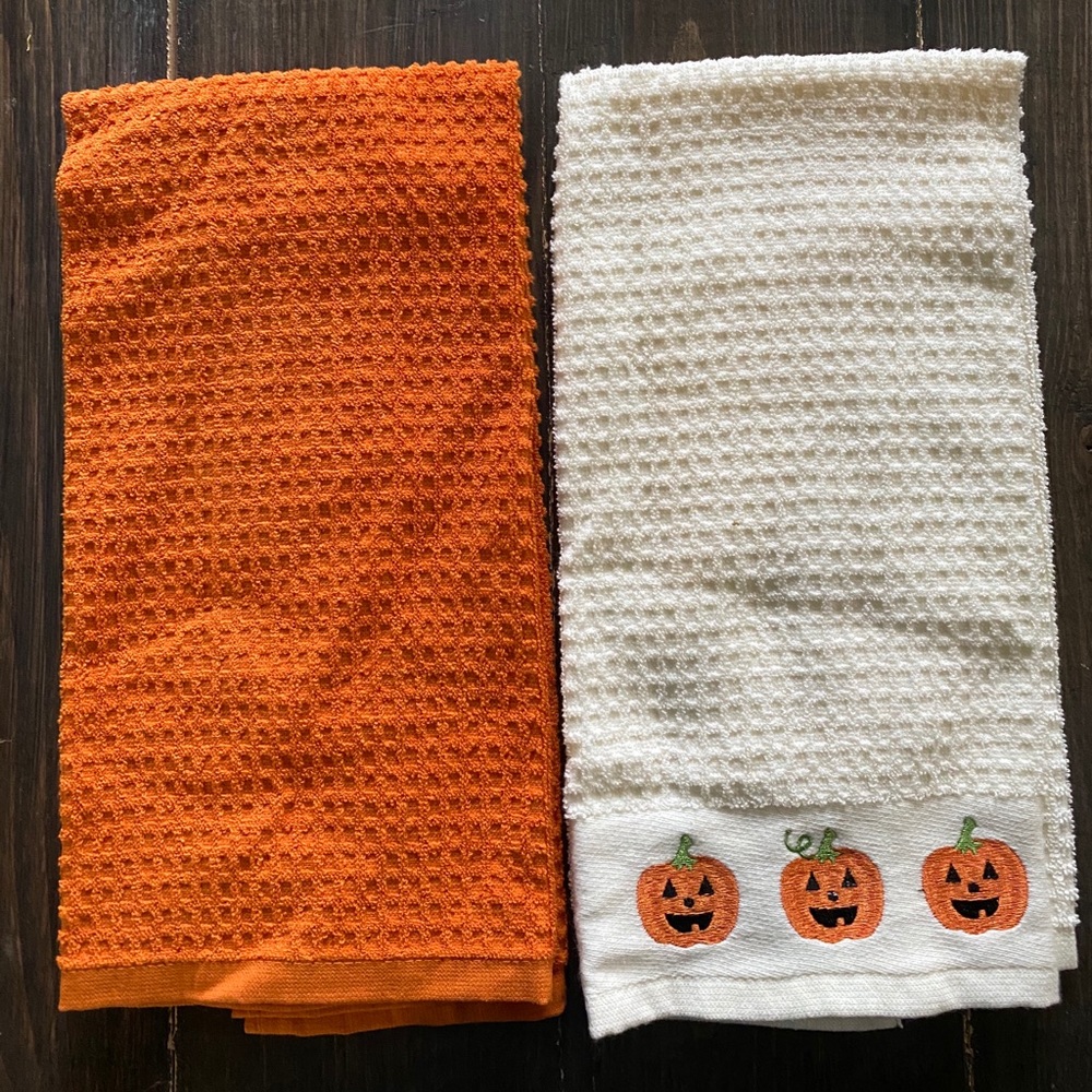 Halloween pumpkin dish towels